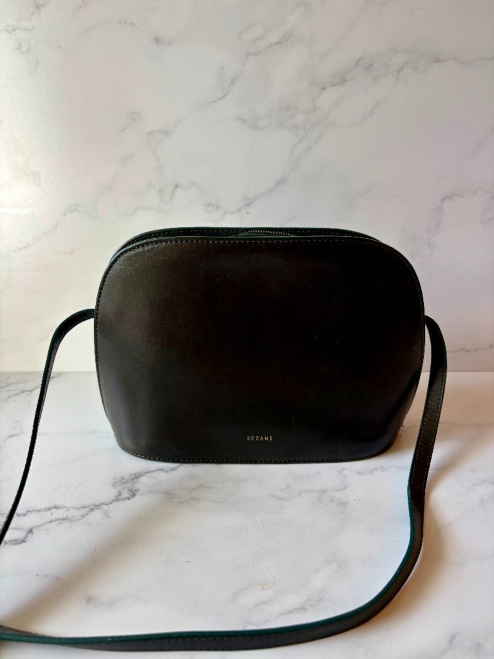 Sezane Victor bag in dark green